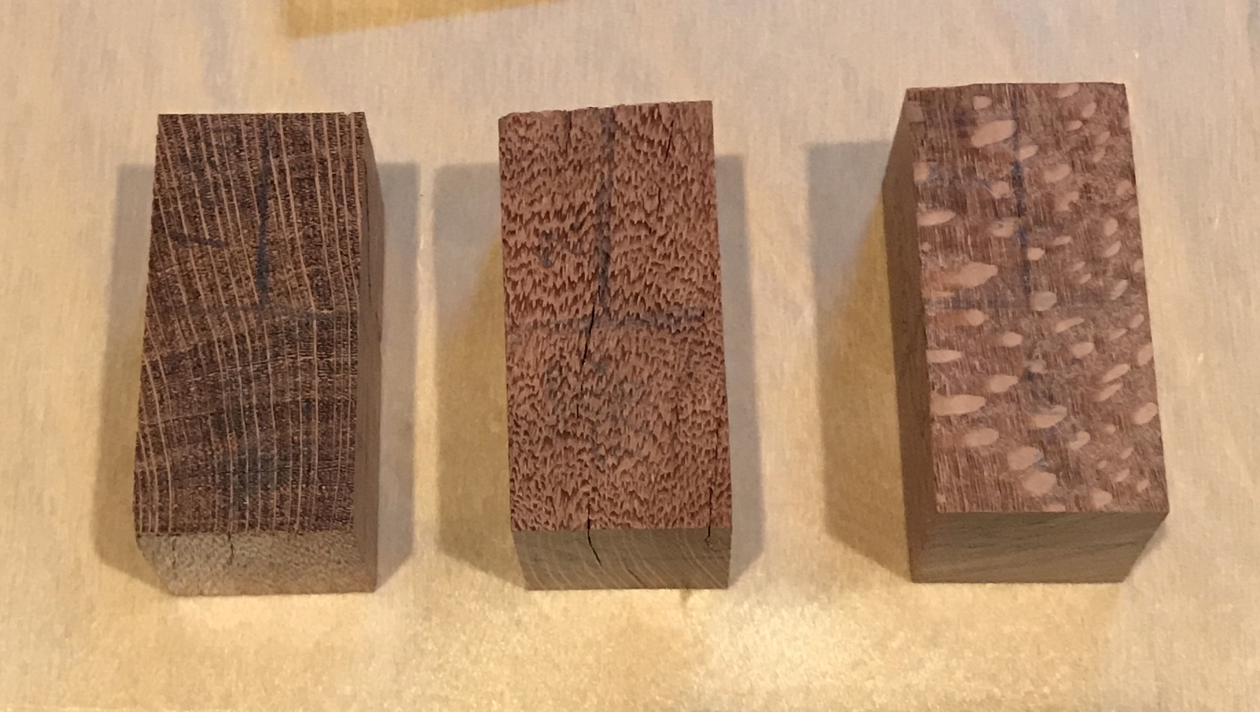 Three final blocks marked for milling